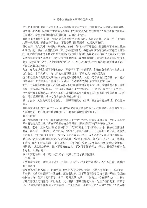 2023最新-中考作文阳光总在风雨后优秀5篇