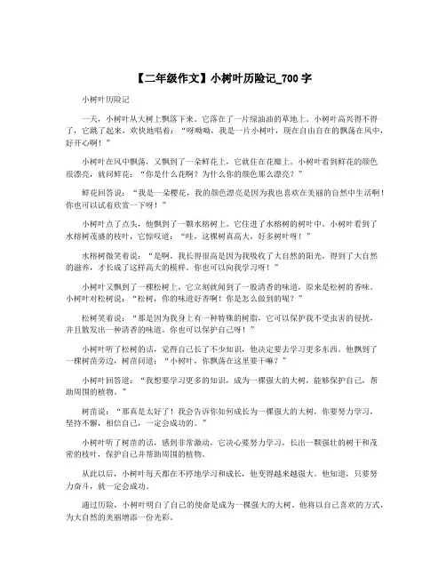 【二年级作文】小树叶历险记_700字