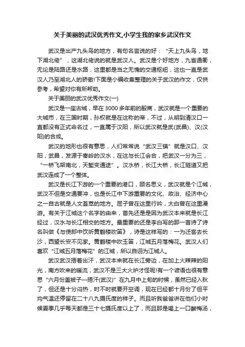 关于美丽的武汉优秀作文,小学生我的家乡武汉作文
