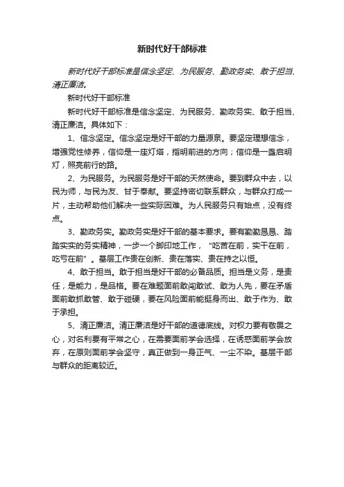 新时代好干部标准