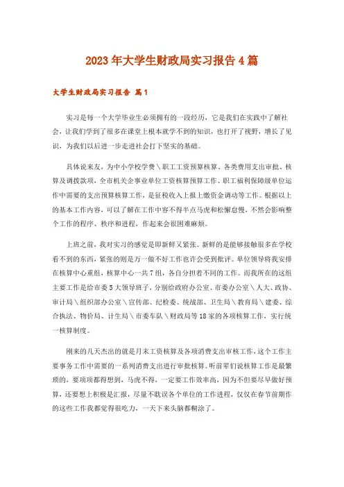 2023年大学生财政局实习报告4篇