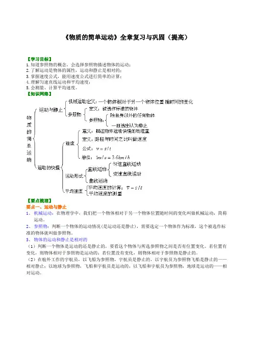 2024-2025学年初中物理八年级上册(北师版)《物质的简单运动》全章复习与巩固(提高)知识讲解