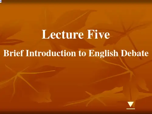英语演讲与辩论课件Lecture Five