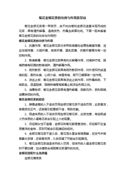 菊花金银花茶的功效与作用及禁忌