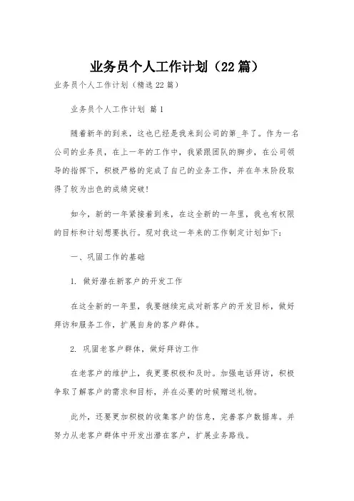 业务员个人工作计划(22篇)