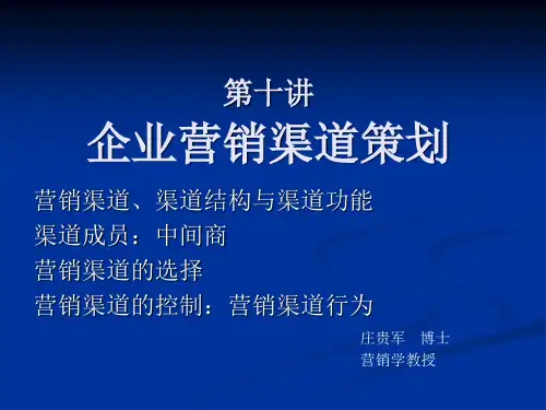 营销MBA教授庄贵军博导《企业营销策划》整套讲义营销策划10