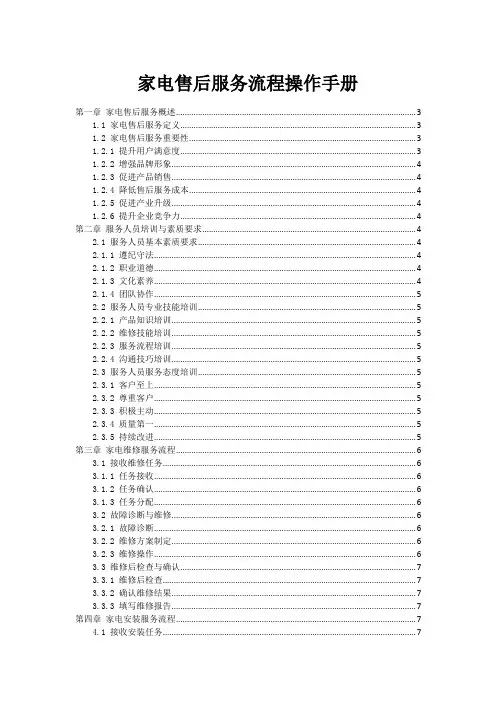 家电售后服务流程操作手册