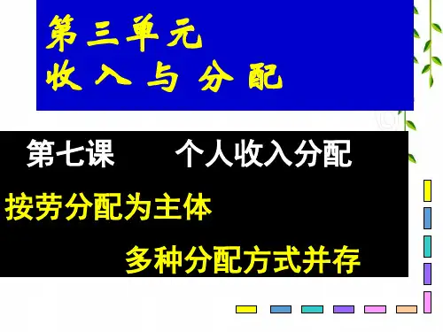 新人教版高一政治必修1_3按劳分配为主体 多种分配方式并存精品课件