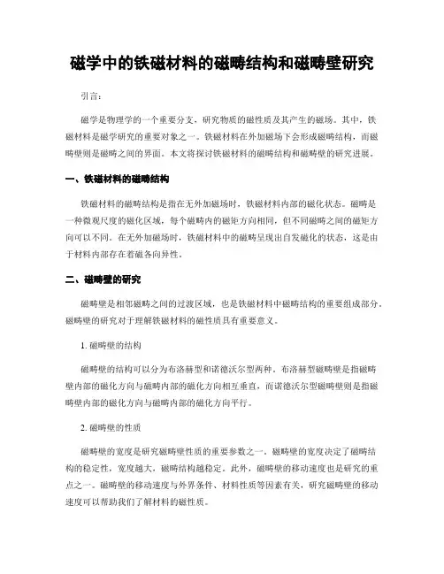 磁学中的铁磁材料的磁畴结构和磁畴壁研究
