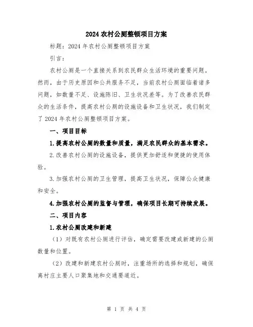 2024农村公厕整顿项目方案