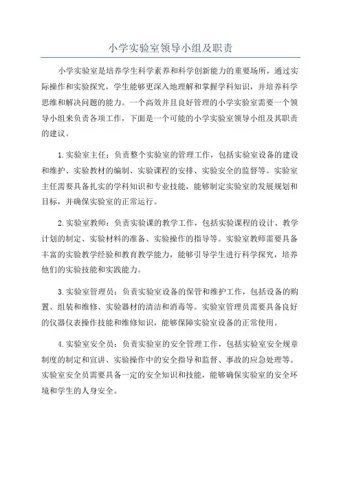 小学实验室领导小组及职责