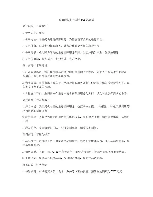 旅拍的创业计划书ppt怎么做