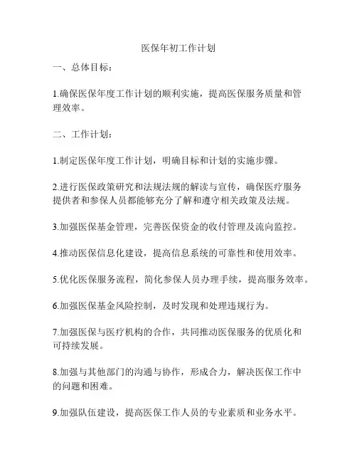 医保年初工作计划