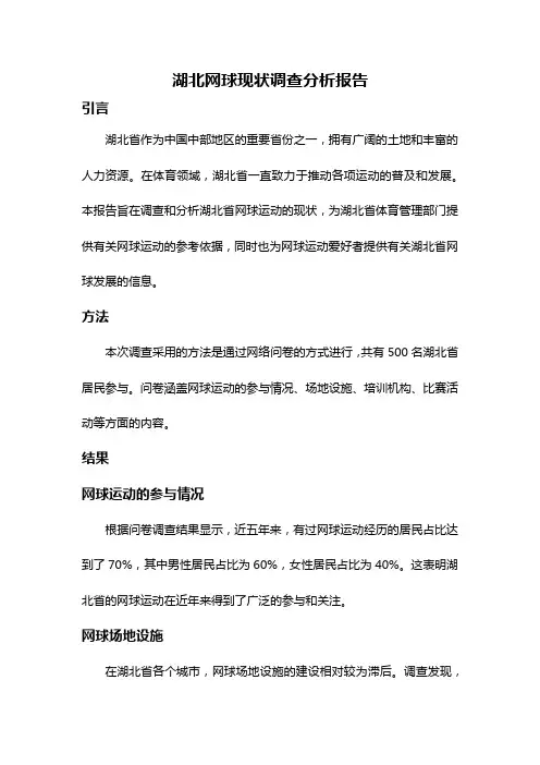 湖北网球现状调查分析报告