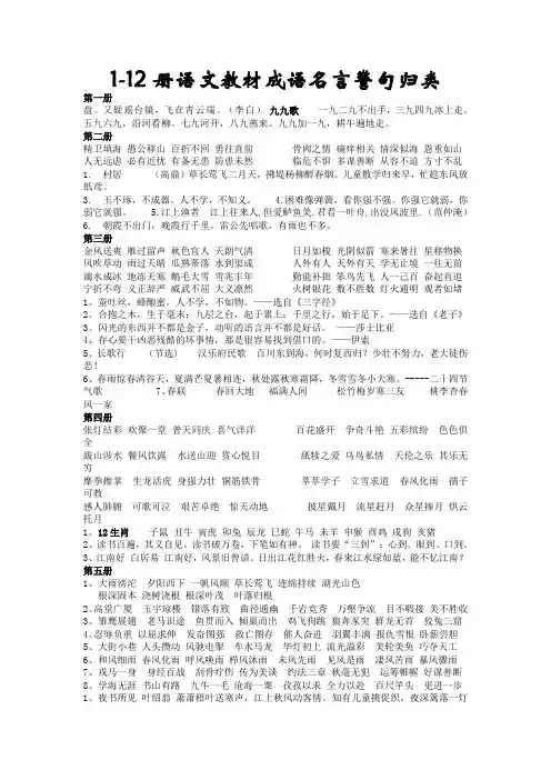 成语名言警句归类