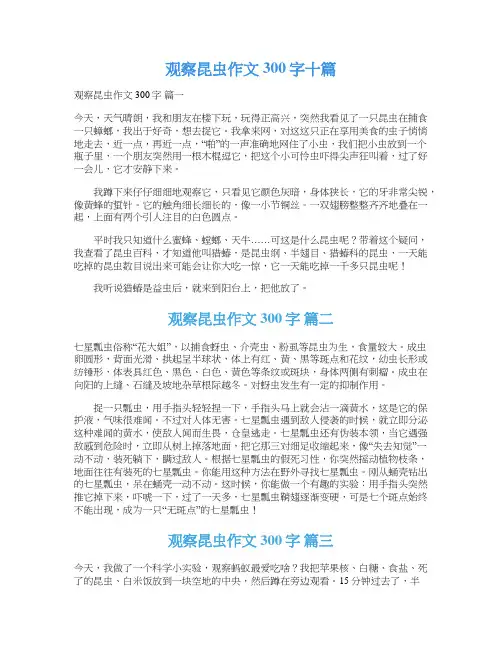  观察昆虫作文300字十篇