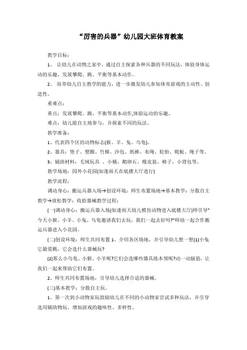厉害的兵器大班体育教案