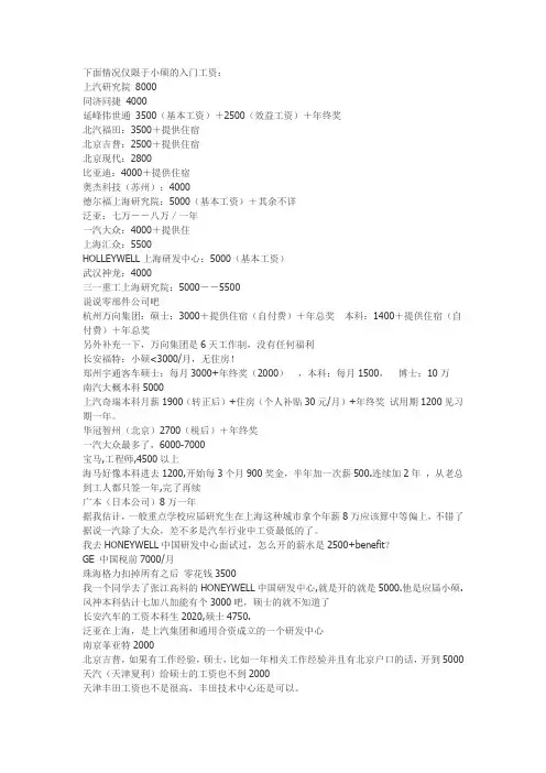 汽车厂薪资待遇