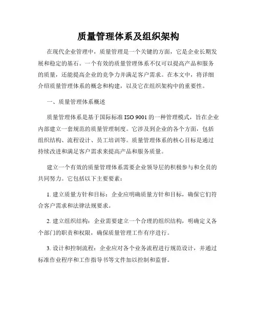 质量管理体系及组织架构