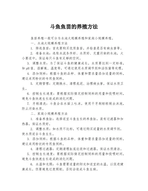 斗鱼鱼苗的养殖方法