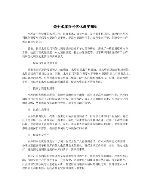 关于水库兴利优化调度探析