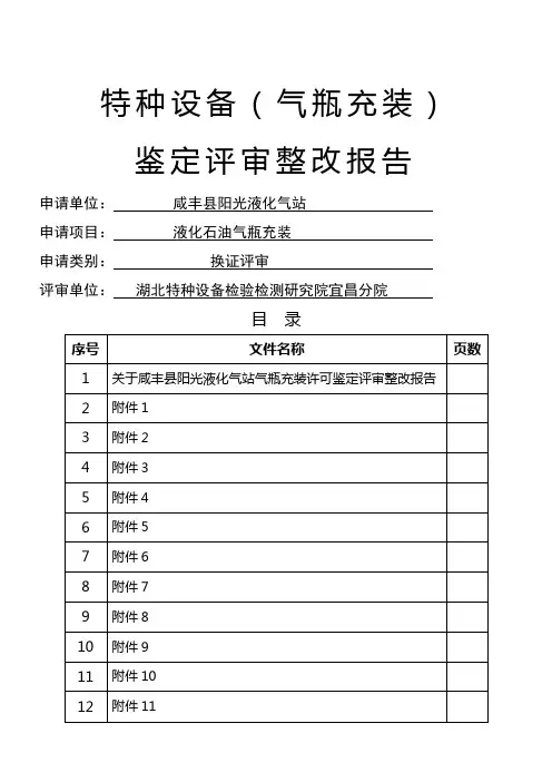 特种设备(气瓶充装)鉴定评审整改报告