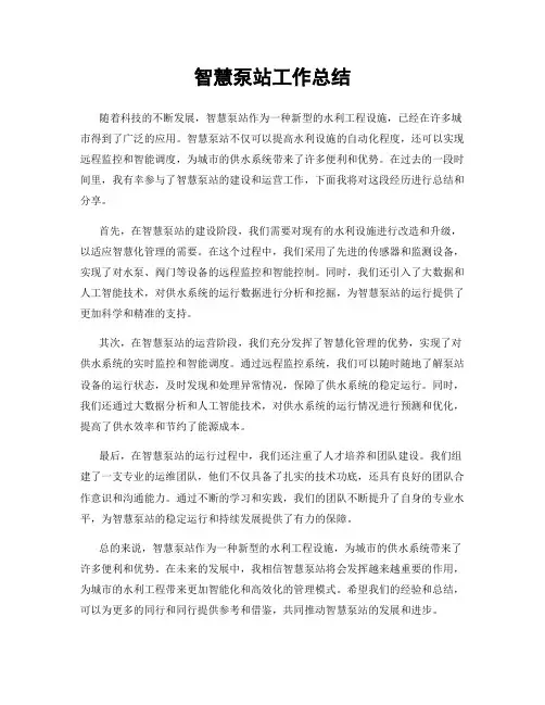 智慧泵站工作总结