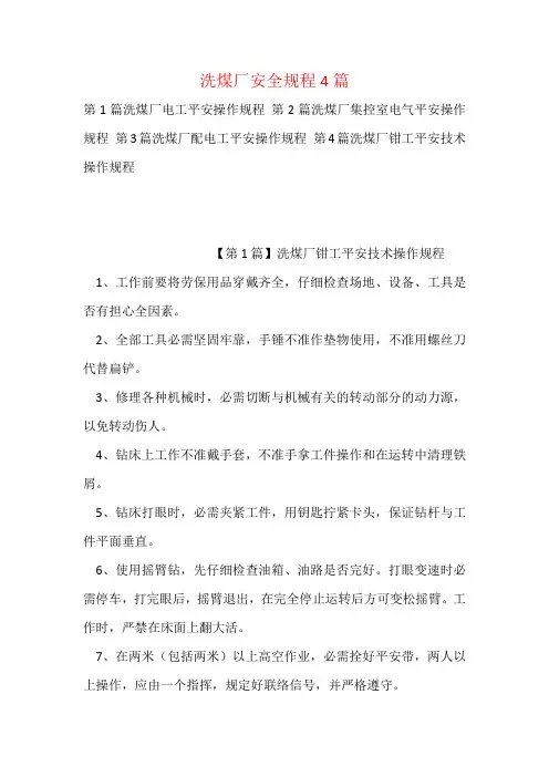 洗煤厂安全规程4篇