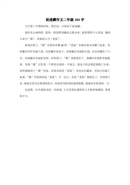 捉迷藏作文二年级200字