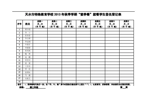 学生就餐表