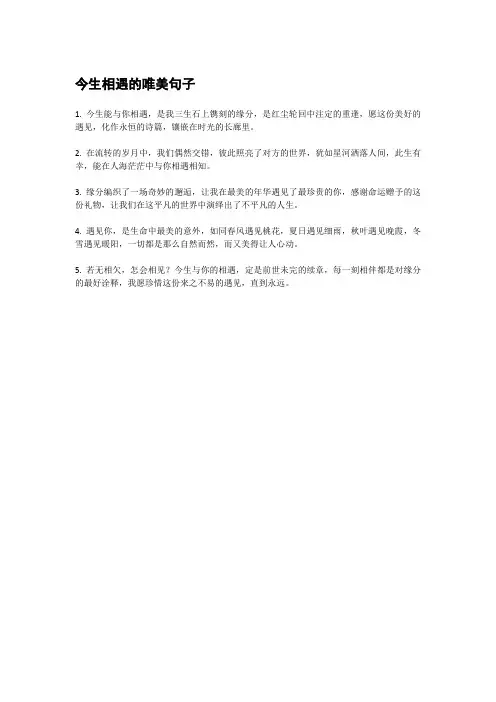 今生相遇的唯美句子