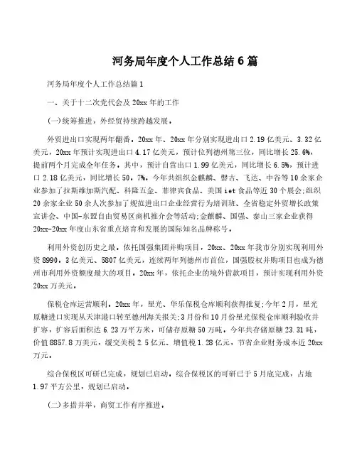 河务局年度个人工作总结6篇