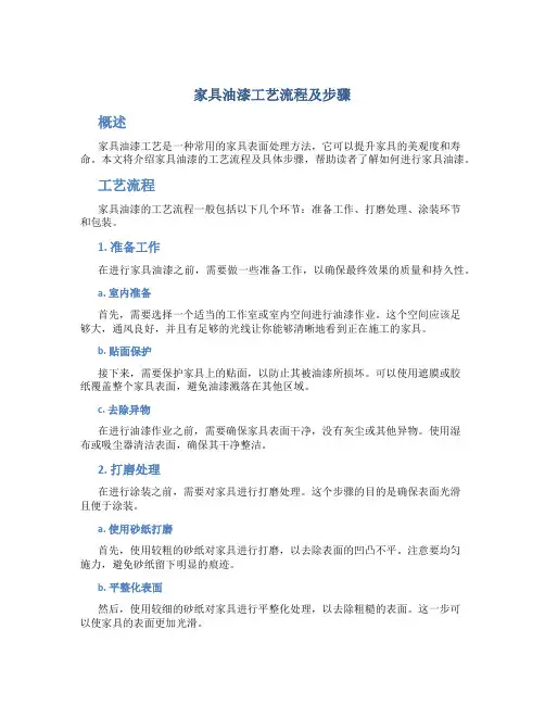 家具油漆工艺流程及步骤