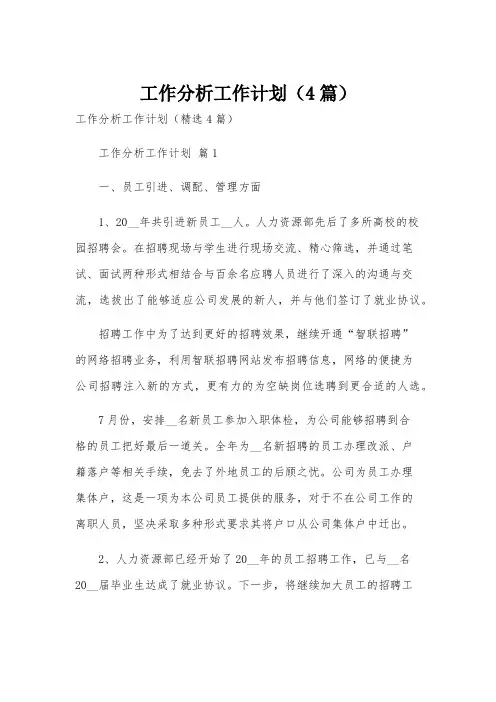 工作分析工作计划(4篇)