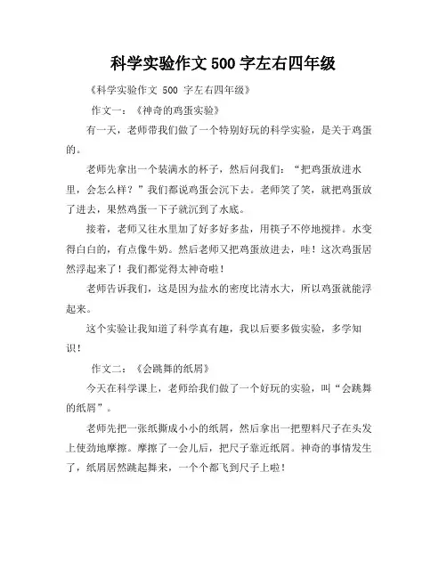 科学实验作文500字左右四年级