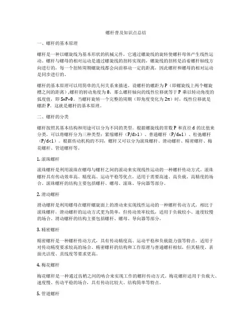 螺杆普及知识点总结
