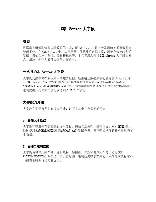 sqlserver 大字段