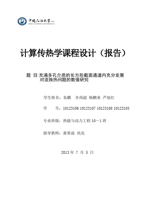 计算传热学课程设计报告资料