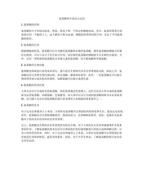 氨基酸初中知识点总结