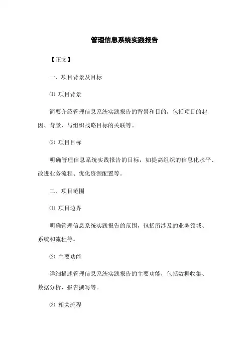 管理信息系统实践报告