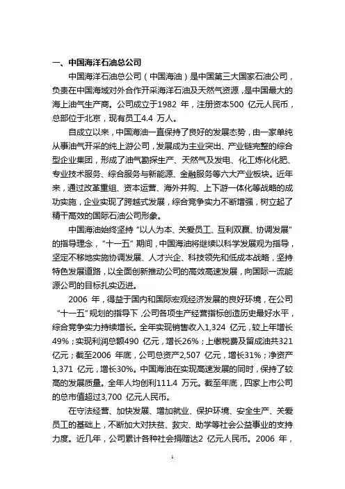 中海油各个公司