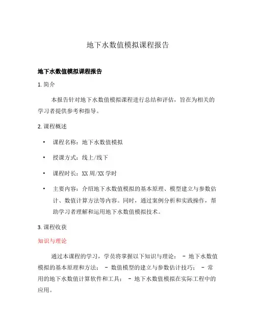 地下水数值模拟课程报告