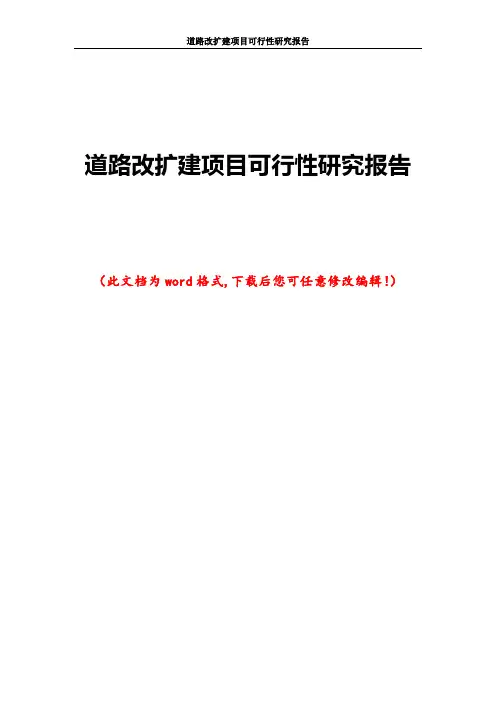道路改扩建项目可行性研究报告