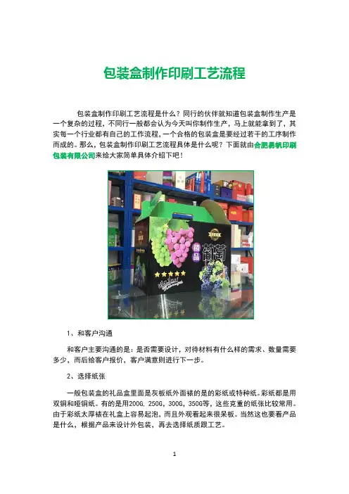 包装盒制作印刷工艺流程