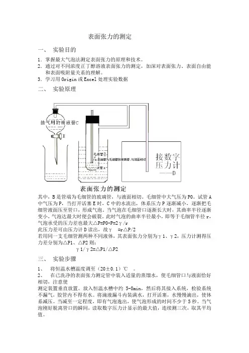 溶液表面张力的测定