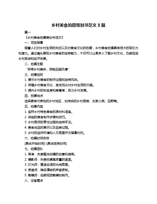 乡村美食拍摄策划书范文3篇