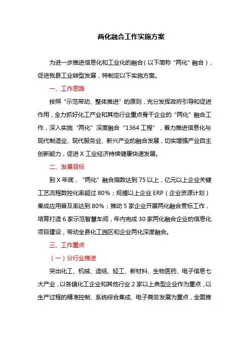 两化融合工作实施方案