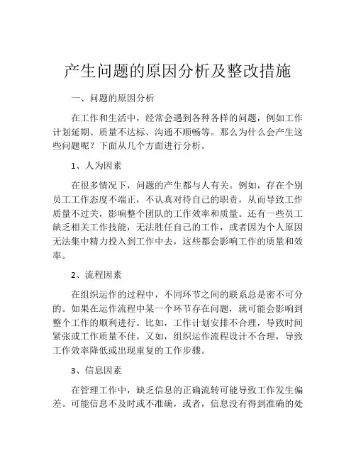 产生问题的原因分析及整改措施