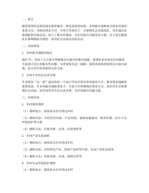 中南大学暑期社会实践