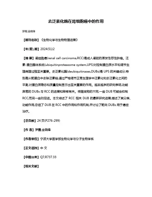 去泛素化酶在肾细胞癌中的作用